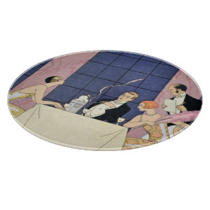 Die Gourmands, 1920-30 (pochoir Druck) Schneidebrett