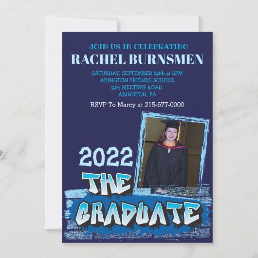 DIE GRADUATE Graduate PARTY INVITE Graffiti Einladung (Vorderseite)