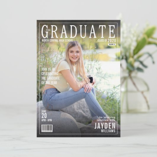 Die Graduate Magazine decken die schicke Einladung (Stehend Vorderseite)