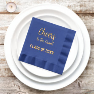 Die Grand Blue and Gold Graduation Party Servietten Mit Folie
