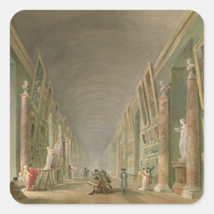 Die Grand Gallery des Louvre Quadratischer Aufkleber