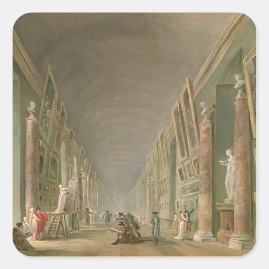 Die Grand Gallery des Louvre Quadratischer Aufkleber (Vorderseite)