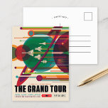 Die Grand Tour | Zukunftsvisionen der NASA Postkarte<br><div class="desc">Dieses Poster aus der NASA Visions of the Future Serie ehrt die ehrgeizige Mission der Voyager,  Jupiter,  Saturn,  Uranus und Neptun zu studieren. Karo aus der ganzen Serie für mehr Retro-Sci-Fi-Raum-Reise-Bilder. Credit NASA/JPL-Caltech. Verwenden Sie die Entwurfstools,  um einen benutzerdefinierten Text hinzuzufügen oder das Bild zu personalisieren.</div>