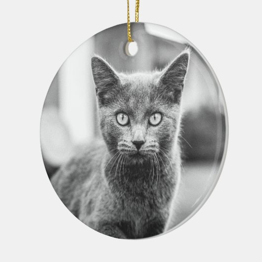 Die graue Katze Keramik Ornament (Links)