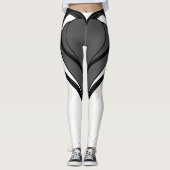 Die graue, schwarze Herzkunst Leggings (Vorderseite)
