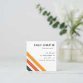 Die grauen und orangefarbenen Retrostreifen tragen Quadratische Visitenkarte (Stehend Vorderseite)