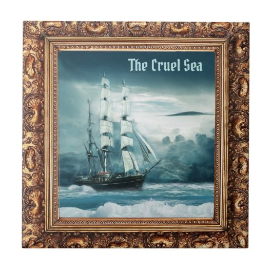 Die grausame See - Schiff unter Segel Fliese (Vorderseite)