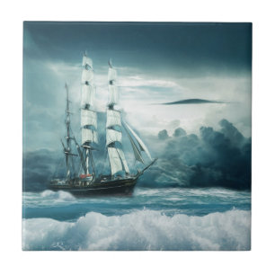 Die grausame See - Schiff unter Segel Fliese