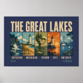 Die Great Lakes Landmarks Illustration Vintage Poster (Vorne)