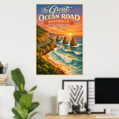 Die Great Ocean Road Australien - Vintage Poster (Heimbüro)