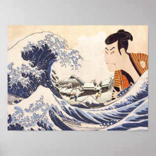 Die Great Wave Ukiyoe Collagen Poster