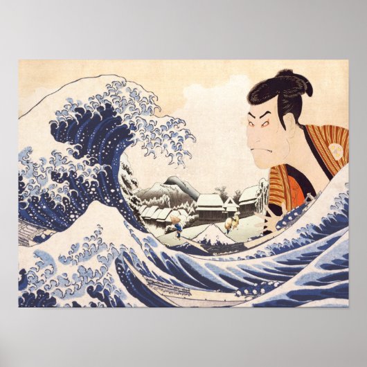 Die Great Wave Ukiyoe Collagen Poster (Vorne)