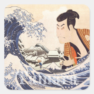 Die Great Wave Ukiyoe Collagen Quadratischer Aufkleber
