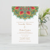 Die Green Mandala Wedding Card Einladung (Stehend Vorderseite)
