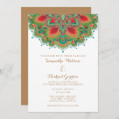 Die Green Mandala Wedding Card Einladung (Vorne/Hinten)