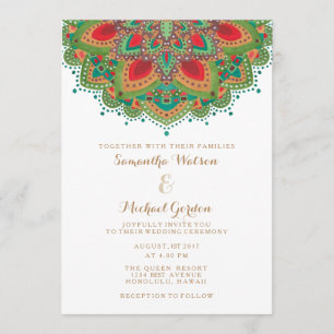 Die Green Mandala Wedding Card Einladung
