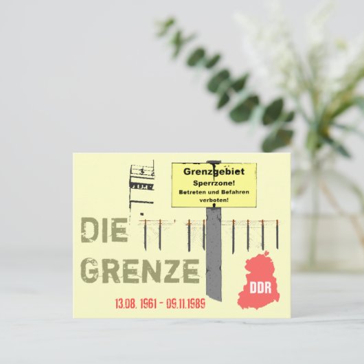 Die Grenze DDR-Design Postkarte (Stehend Vorderseite)