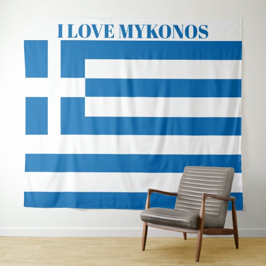 Die griechische Flagge Mykonos ist besonders groß Wandteppich (Beispiel (Horizontal))