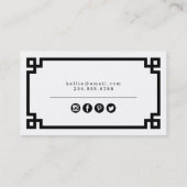 Die griechische Schlüsselgrenze Schwarz-Weiß-Chic Visitenkarte (Rückseite)