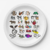 Die griechischen Alphabeten schreiben Worte & Bild Pappteller (Vorderseite)