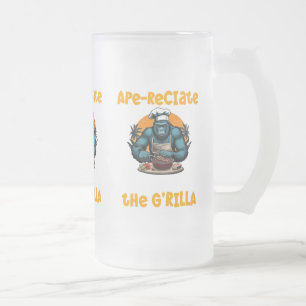 Die G'rilla Master GRILLEN Griller Fun Pun schätze Mattglas Bierglas