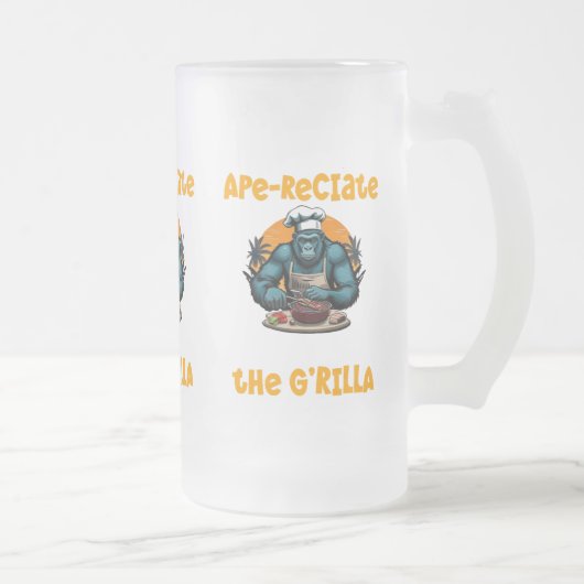 Die G'rilla Master GRILLEN Griller Fun Pun schätze Mattglas Bierglas (Rechts)
