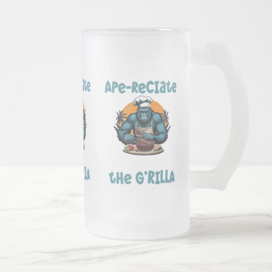 Die G'rilla Master GRILLEN Griller Fun Pun schätze Mattglas Bierglas (Rechts)