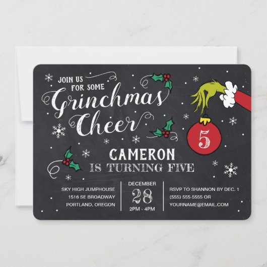 Die grinch Chalkboard zum Geburtstag (Vorderseite)