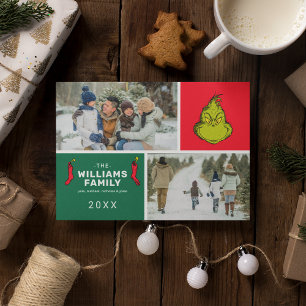Die Grinch-Weihnachts-Familienfoto-Collage Feiertagspostkarte