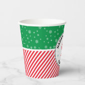 Die grinsenrote und grüne Schneeflocke zum Geburts Pappbecher (Vorderseite)