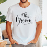 Die Groom Black Modern Script Hochzeit T-Shirt<br><div class="desc">"The Groom" Shirt in einem modernen,  stilvollen,  schwarzen Drehbuch. Für das passende "The Bride" Design können Sie in unserem Shop kaufen.</div>