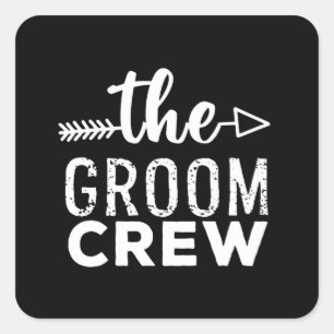 Die Groom-Crew weiß Quadratischer Aufkleber