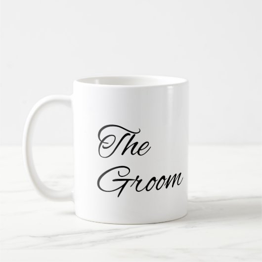 Die Groom Elegant Black Script schreiben Hochzeit  Kaffeetasse (Links)