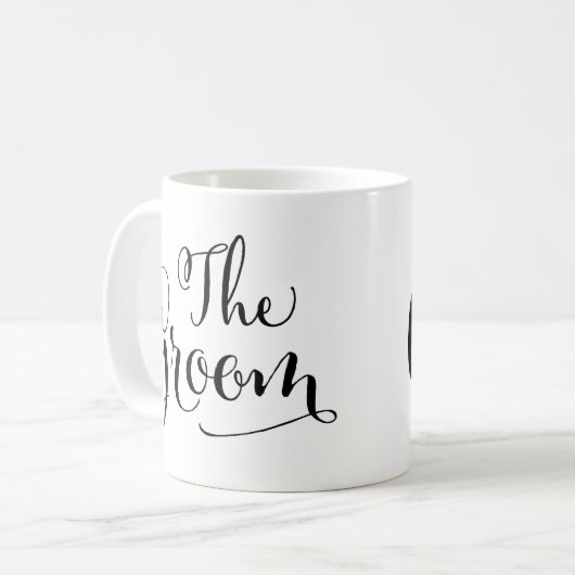 Die Groom Elegant Black Script schreiben Hochzeit Kaffeetasse (Vorderseite Links)