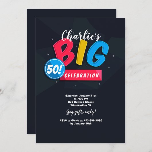 Die große 50 Einladung (Vorne/Hinten)