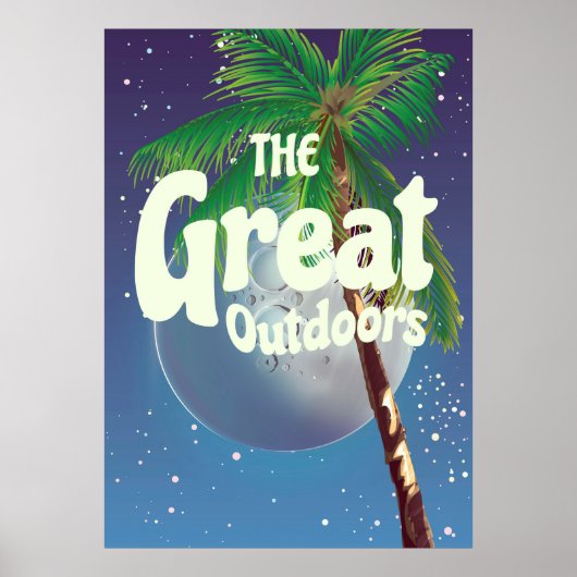 Die große Außenpalme und der Mond Poster (Vorne)