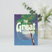 Die große Außenpalme und der Mond Postkarte (Stehend Vorderseite)