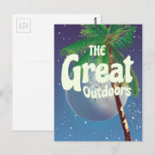Die große Außenpalme und der Mond Postkarte (Vorne/Hinten)