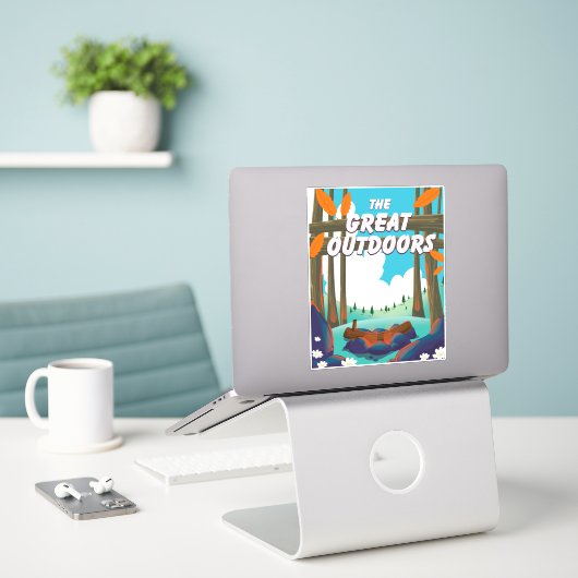 Die große Außenwelt! Aufkleber (Laptop auf Schreibtisch)