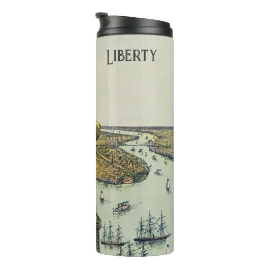 Die große Bartholdi-Statue, Freiheitsstatue Thermosbecher (Nach rechts gedreht)