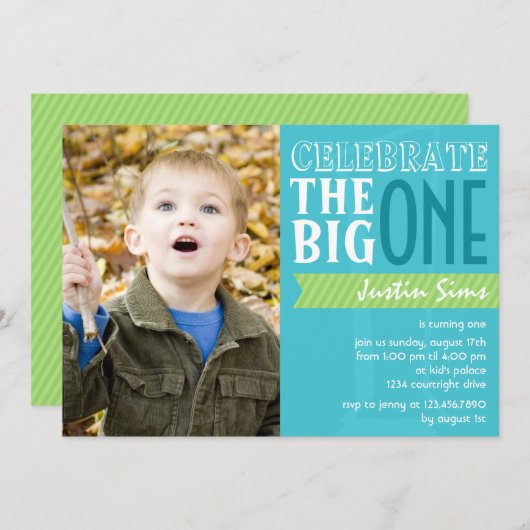 Die große - Blauer Geburtstag - Einladung (Vorne/Hinten)