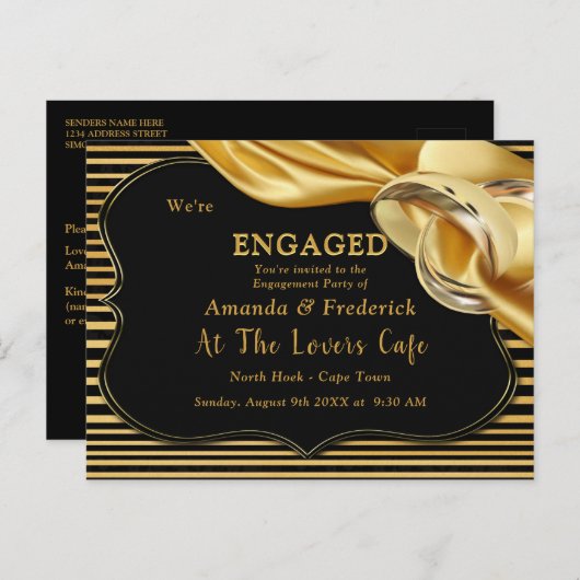 Die große Gatsby-Verlobung Einladungspostkarte (Vorne/Hinten)