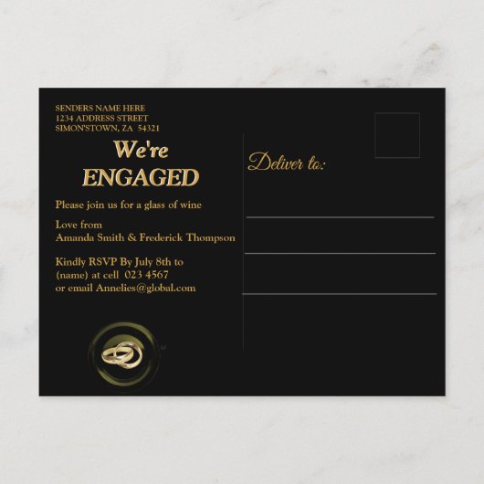 Die große Gatsby-Verlobung Einladungspostkarte (Rückseite)