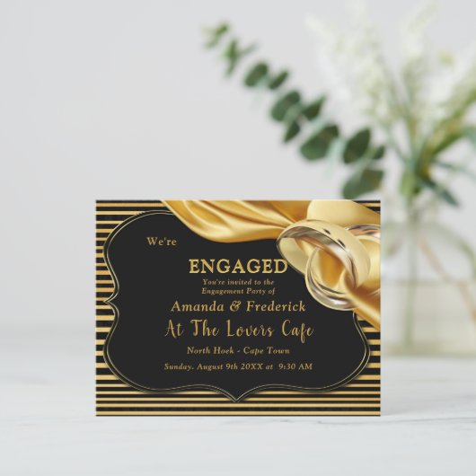 Die große Gatsby-Verlobung Einladungspostkarte (Stehend Vorderseite)