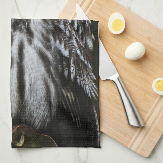 Die große graue Eule kta Geschirrtuch (Viertel Falte)