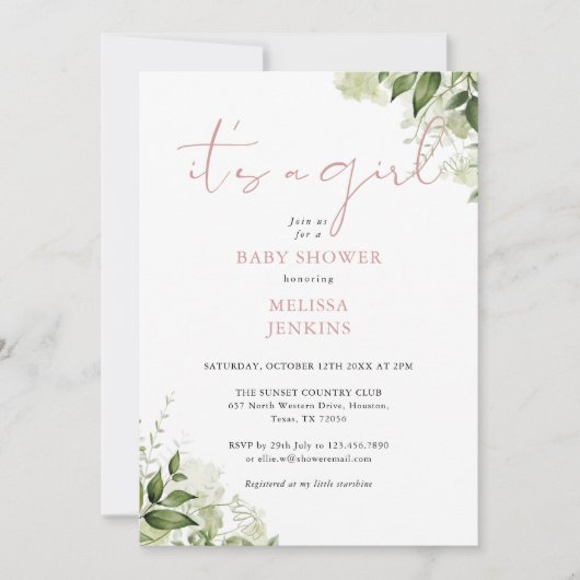 Die große, grüne Rose-Kinderdusche Einladung (Vorderseite)