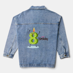 Die große grüne Zahl 8 mit viel Glück zum Geburtst Jeansjacke