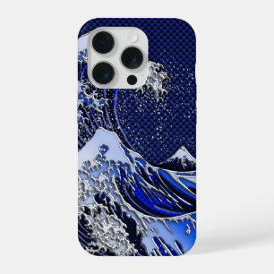 Die große Hokusai-Welle Chrome-Kohlenstoff-Stil iPhone 15 Pro Hülle