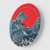 Die große Hokusai-Welle im farbenfrohen Stil Wanduhr (Winkel)