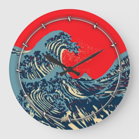 Die große Hokusai-Welle im farbenfrohen Stil Wanduhr (Vorderseite)